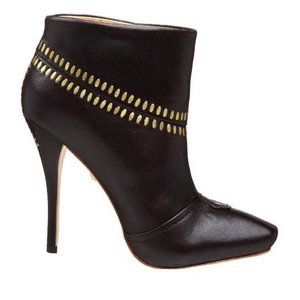 L.A.M.B. Jaycee Studded Black Leather ankle boots